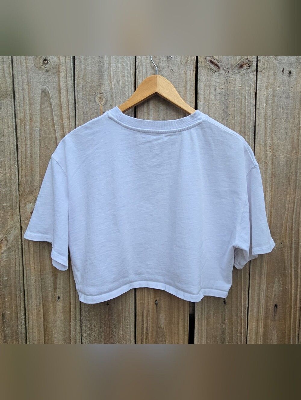 ZARA Basic Cropped White T-Shirt Tee Boxy Fit Size L - Picture 4 of 7